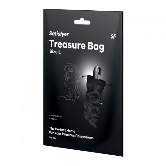 Черный мешочек для хранения игрушек Treasure Bag L - Satisfyer - купить с доставкой в Долгопрудном