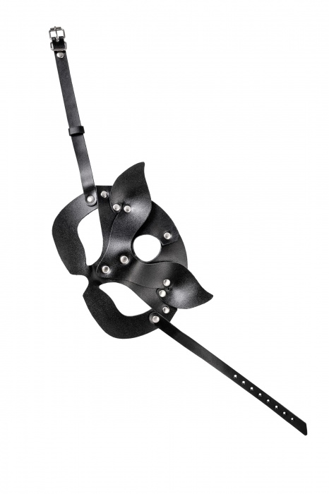 Черная кожаная рельефная маска кошки - Pecado - купить с доставкой в Долгопрудном