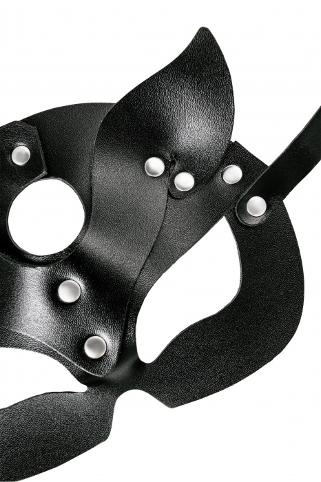 Черная кожаная рельефная маска кошки - Pecado - купить с доставкой в Долгопрудном