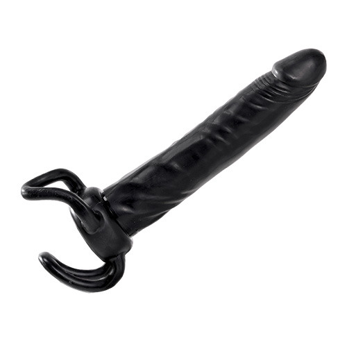 Чёрная насадка-фаллос для двойного проникновения INFLATABLE DILDO SLIM DONG  - 13,5 см. - Toyz4lovers - в Долгопрудном купить с доставкой
