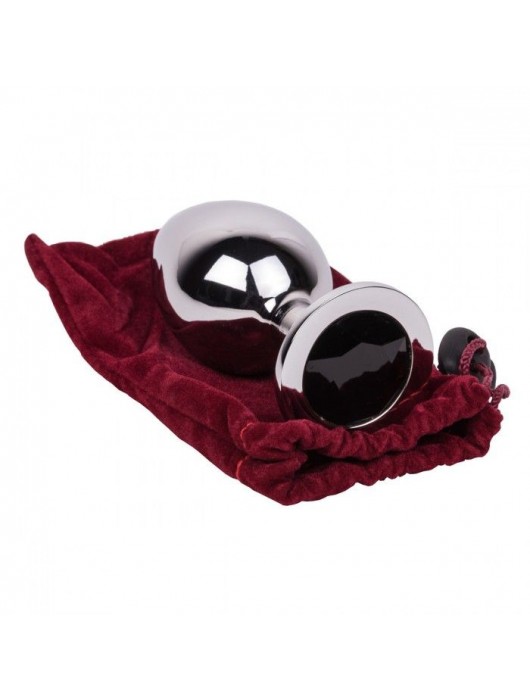 Большой стальной плаг с черным кристаллом Black Rave - 9,5 см. - Erotic Fantasy - купить с доставкой в Долгопрудном