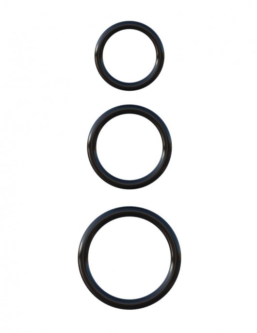 Набор из трех черных эрекционных колец Silicone 3-Ring Stamina Set - Pipedream - в Долгопрудном купить с доставкой