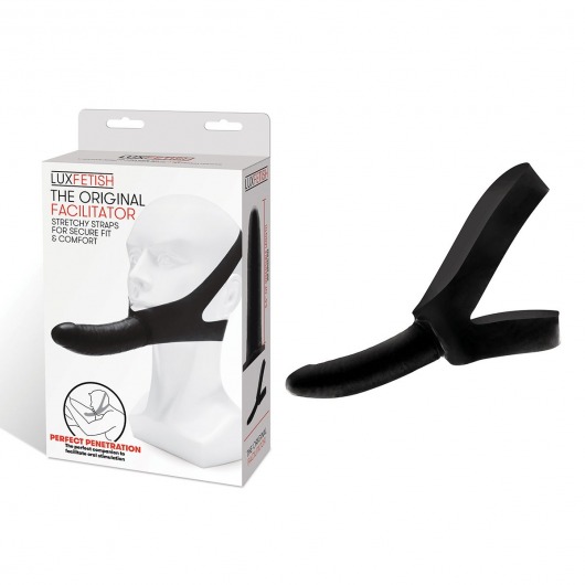 Черный фаллоимитатор с креплением на лицо The Original Facilitator - 14 см. - Lux Fetish - купить с доставкой в Долгопрудном