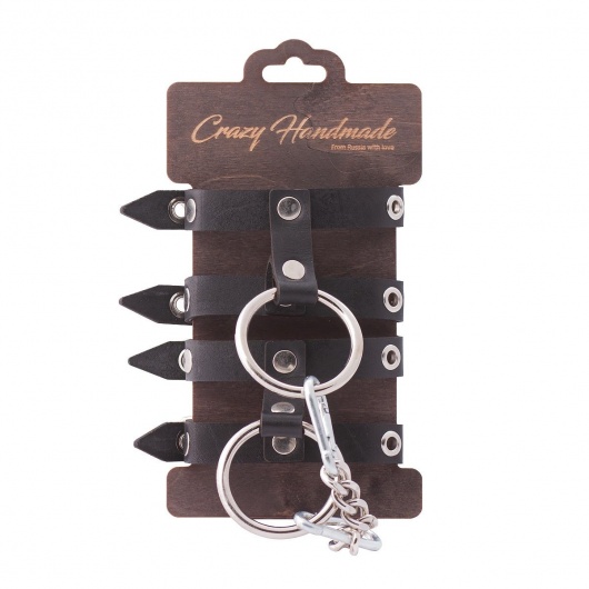 Черные однослойные наручники из натуральной кожи - Crazy Handmade - купить с доставкой в Долгопрудном