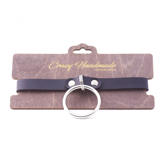 Черный кожаный чокер с большим кольцом - Crazy Handmade - купить с доставкой в Долгопрудном