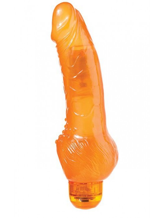 Оранжевый гелевый вибратор с широким основанием JELLY JOY 7INCH 10 RHYTHMS - 17,5 см. - Dream Toys