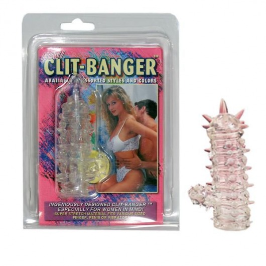 Прозрачная насадка с шипами и клиторальной шишечкой CLIT-BANGER SLEEVE IN CLEAR - Tonga - в Долгопрудном купить с доставкой