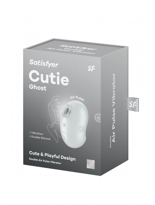 Белый вакуум-волновой стимулятор клитора с вибрацией Cutie Ghost - Satisfyer