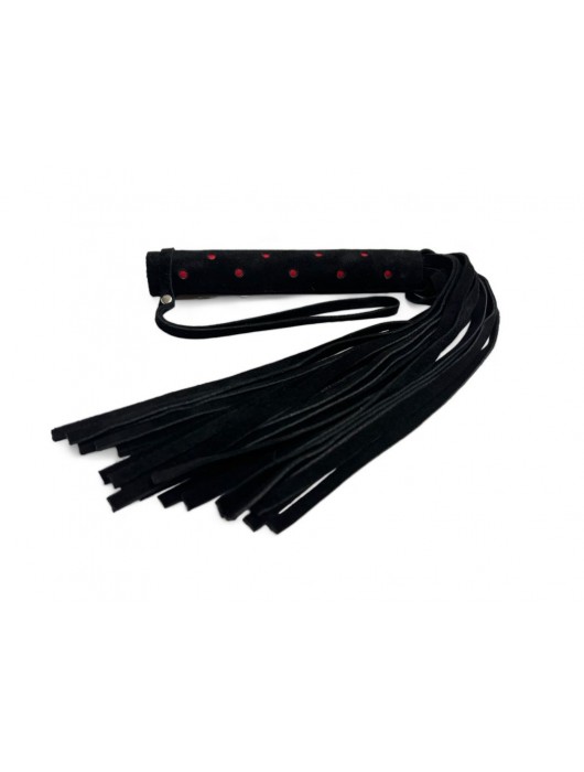 Черная замшевая плеть с красными точками на рукояти Red dot Princess - 43 см. - БДСМ Арсенал - купить с доставкой в Долгопрудном