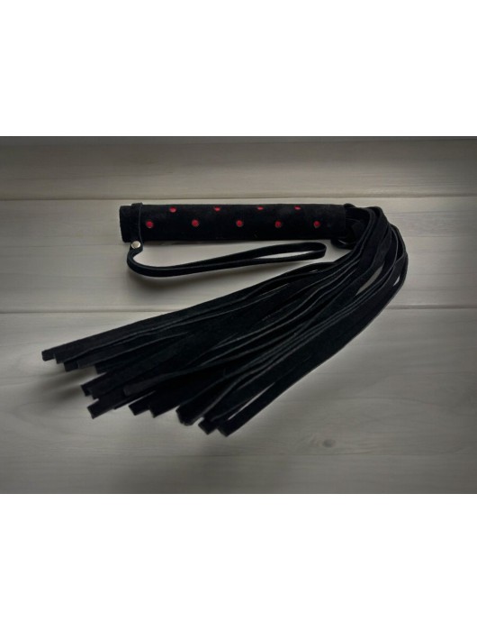 Черная замшевая плеть с красными точками на рукояти Red dot Princess - 43 см. - БДСМ Арсенал - купить с доставкой в Долгопрудном