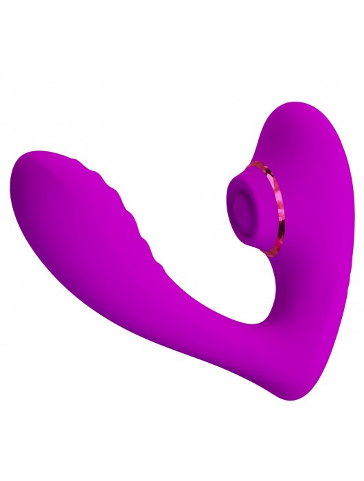 Лиловый вибратор с клиторальной стимуляцией Nauty - Baile