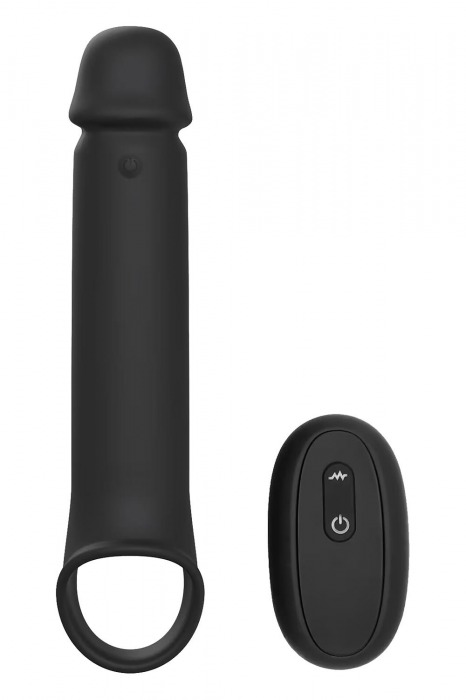Черная насадка-удлинитель с вибрацией Vibrating Extender With Remote - Dream Toys - в Долгопрудном купить с доставкой