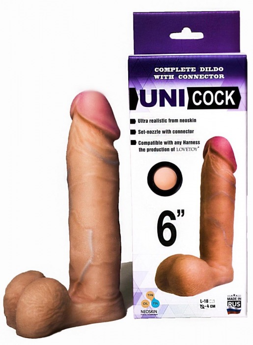 Насадка для страпона фаллической формы UNICOCK 6  - 18 см. - LOVETOY (А-Полимер) - купить с доставкой в Долгопрудном