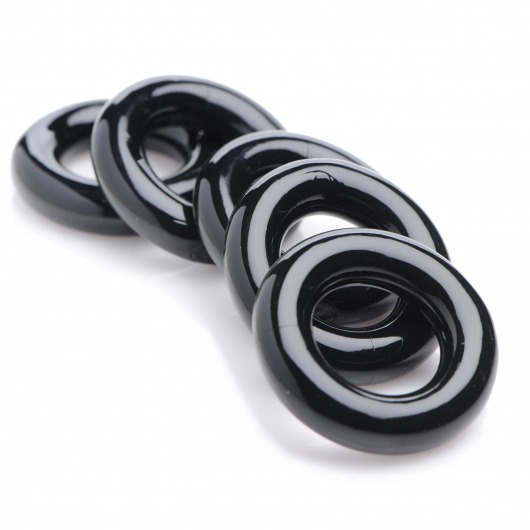 Комплект из 5 черных эрекционных колец для мошонки Ring Master Custom Ball Stretcher Kit - XR Brands - в Долгопрудном купить с доставкой