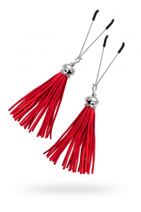 Зажимы на соски «Вилки» с красными кисточками из замши - Pecado - купить с доставкой в Долгопрудном