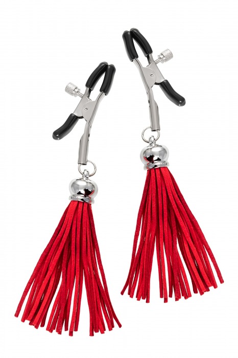 Зажимы на соски «Прищепки» с красными кисточками из замши - Pecado - купить с доставкой в Долгопрудном