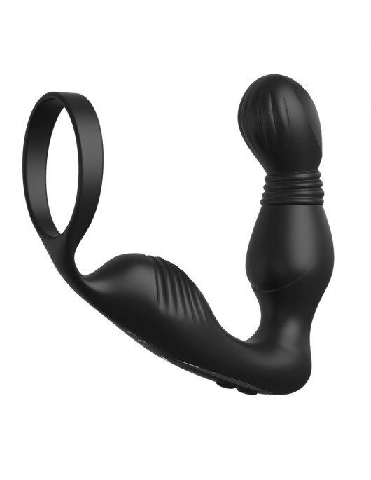 Черный вибростимулятор простаты с эрекционным кольцом Ass-Gasm Pro P-Spot Milker - Pipedream - в Долгопрудном купить с доставкой