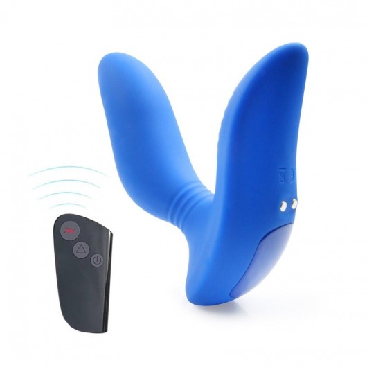 Синий вибромассажер простаты 3,5’’ Remote Control Curve P-spot Massager - 12 см. - Erokay - в Долгопрудном купить с доставкой