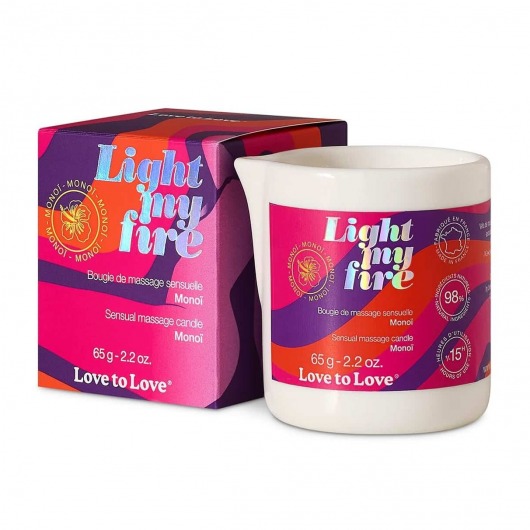Массажная свеча Light My Fire с ароматом моной - 80 мл. - Love to Love - купить с доставкой в Долгопрудном