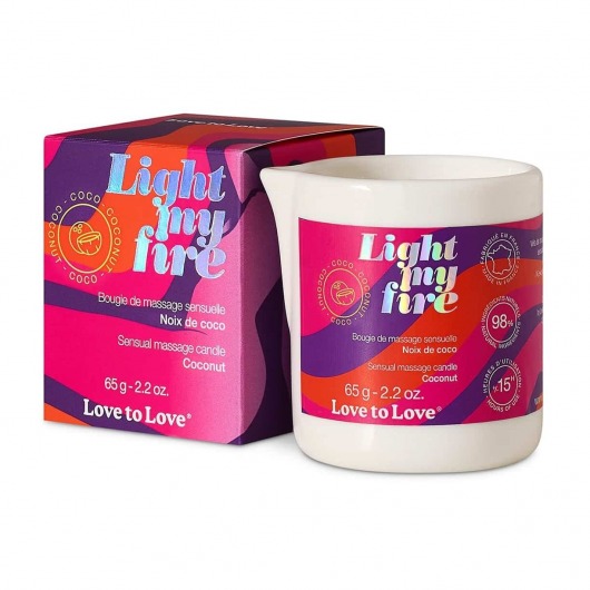 Массажная свеча Light My Fire Coconut с ароматом кокоса - 65 гр. - Love to Love - купить с доставкой в Долгопрудном