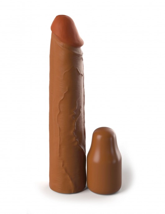 Коричневая насадка на член 2  Silicone X-tension - 20,3 см. - Pipedream - в Долгопрудном купить с доставкой