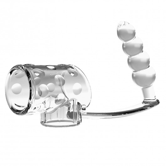 Прозрачная насадка на пенис и мошонку с анальным стимулятором Rilley - Baile - в Долгопрудном купить с доставкой