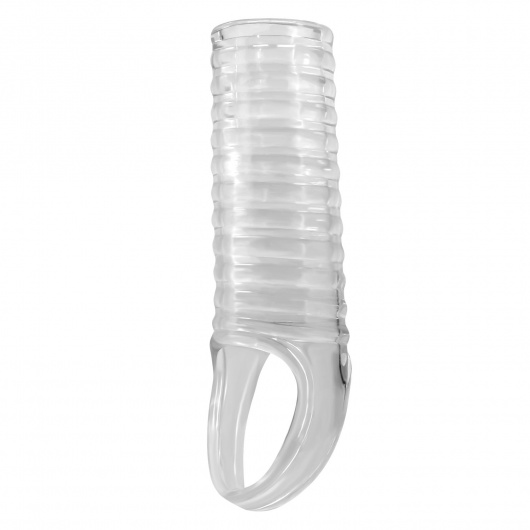Прозрачная насадка на пенис с ребрышками и подхватом мошонки - Baile - в Долгопрудном купить с доставкой