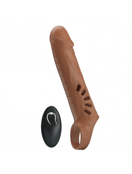 Коричневая вибронасадка с подхватом мошонки и пультом ДУ - Baile - в Долгопрудном купить с доставкой
