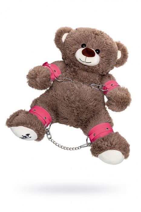 Бондажный набор: бурый мишка с розовыми оковами и наручниками - Pecado - купить с доставкой в Долгопрудном