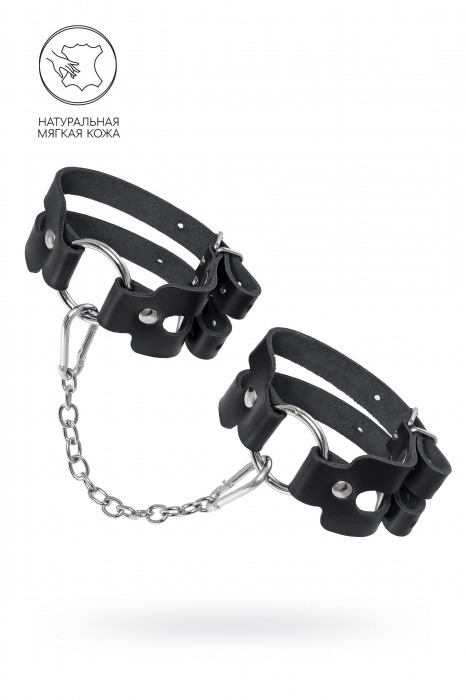 Черные кожаные оковы из двух ремешков - Pecado - купить с доставкой в Долгопрудном