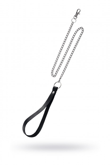 Поводок с ручкой из черной натуральной кожи и карабином для ошейника - Pecado - купить с доставкой в Долгопрудном