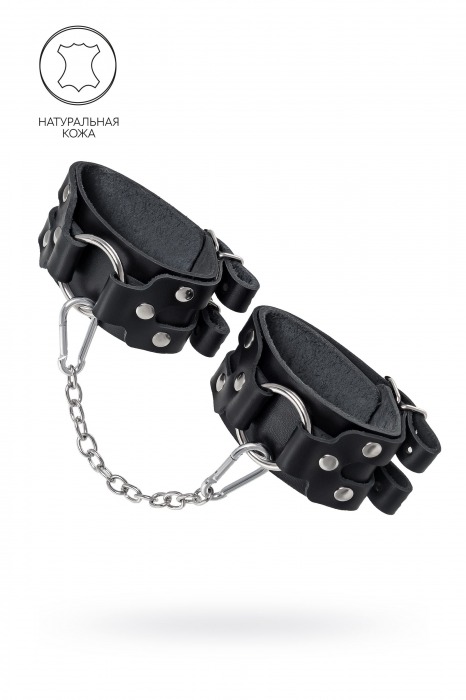 Черные кожаные оковы с двумя ремешками - Pecado - купить с доставкой в Долгопрудном