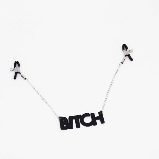 Зажимы на соски с кожаной подвеской Bitch - Crazy Handmade - купить с доставкой в Долгопрудном