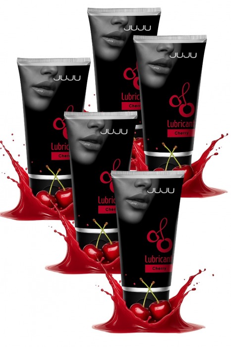 Набор из 5 съедобных лубрикантов JUJU со вкусом вишни - JuJu - купить с доставкой в Долгопрудном