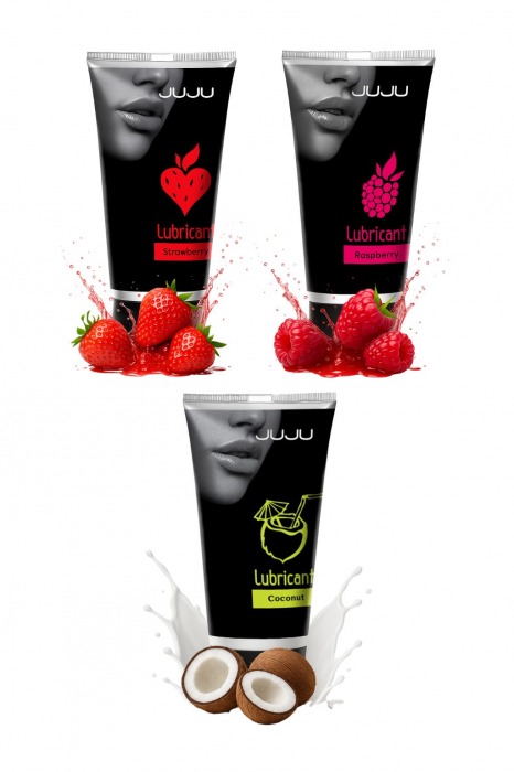 Набор из 3 съедобных лубрикантов JUJU (клубника, малина, кокос) - JuJu - купить с доставкой в Долгопрудном