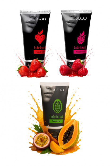 Набор из 3 съедобных лубрикантов JUJU (клубника, малина, тропические фрукты) - JuJu - купить с доставкой в Долгопрудном