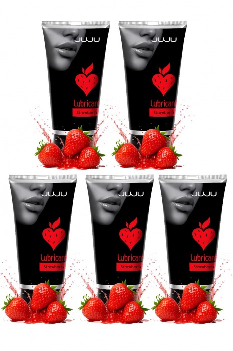 Набор из 5 съедобных лубрикантов JUJU со вкусом клубники - JuJu - купить с доставкой в Долгопрудном