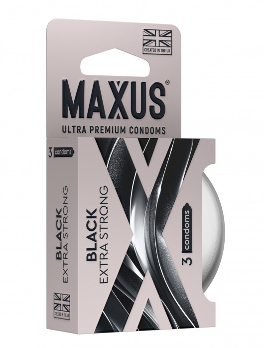 Черные утолщенные презервативы MAXUS Extra Strong с железным кейсом - 3 шт. - Maxus - купить с доставкой в Долгопрудном