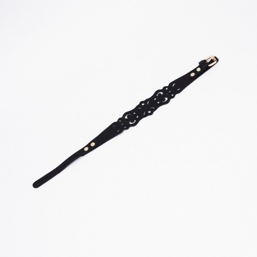 Черный ажурный чокер с золотистой фурнитурой - Crazy Handmade - купить с доставкой в Долгопрудном