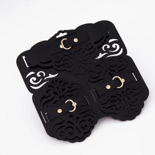 Фигурный набор для БДСМ-игр с узорами и золотистой фурнитурой - Crazy Handmade - купить с доставкой в Долгопрудном