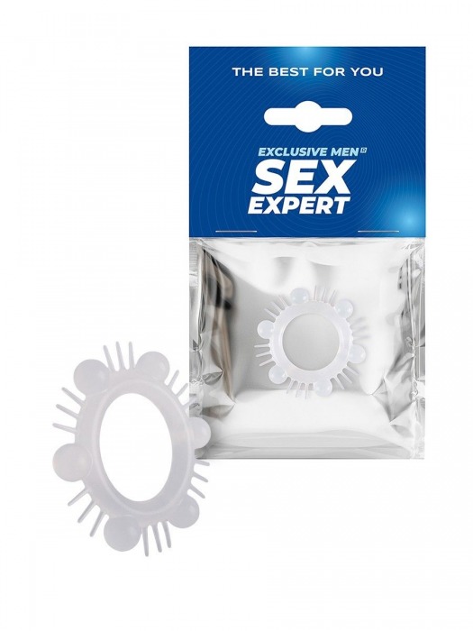 Эластичное эрекционное кольцо с шипиками и шариками - Sex Expert - в Долгопрудном купить с доставкой