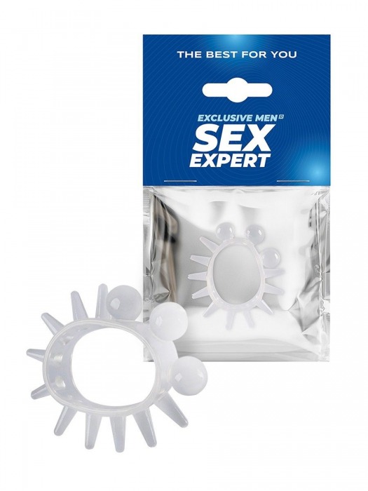 Эластичное эрекционное кольцо с шариками и лучами - Sex Expert - в Долгопрудном купить с доставкой