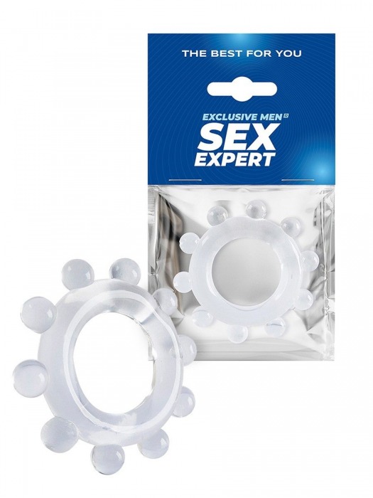 Прозрачное эрекционное кольцо со стимулирующими шариками - Sex Expert - в Долгопрудном купить с доставкой