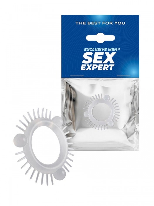 Эластичное эрекционное кольцо с 3 шариками и шипами - Sex Expert - в Долгопрудном купить с доставкой