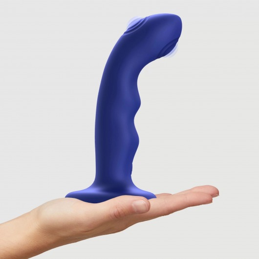 Синяя насадка-стимулятор Strap-On-Me Tapping Dildo Wave - Strap-on-me - купить с доставкой в Долгопрудном