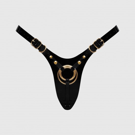 Черный пояс для фиксации насадок Strap-On-Me Leatherette Harness Fabulous - Strap-on-me - купить с доставкой в Долгопрудном