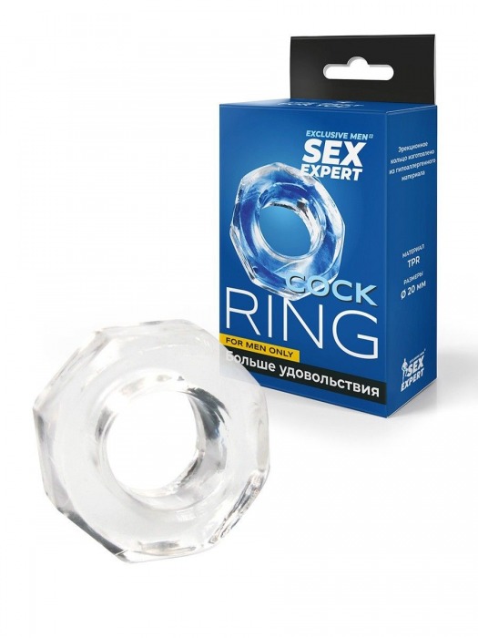 Прозрачное эрекционное кольцо в форме гайки - Sex Expert - в Долгопрудном купить с доставкой