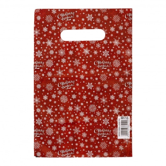 Красный подарочный новогодний пакет с вырубной ручкой (20х30 см) - Сима-Ленд - купить с доставкой в Долгопрудном