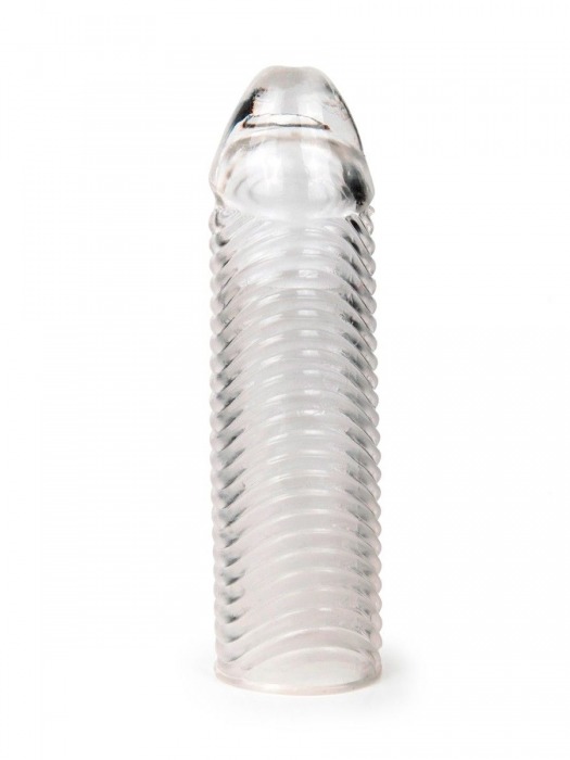 Прозрачная закрытая насадка на пенис с ребрышками - 16 см. - Sex Expert - в Долгопрудном купить с доставкой