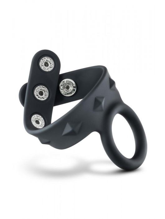 Черное эрекционное кольцо с подхватом мошонки на кнопках VS6 - Blush Novelties - в Долгопрудном купить с доставкой